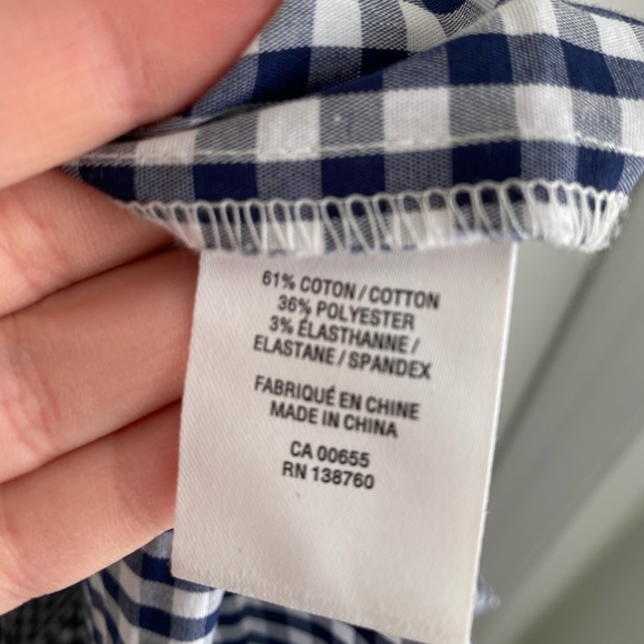 Blue Gingham Off-The-Shoulder Blouse - Picture 7 of 8